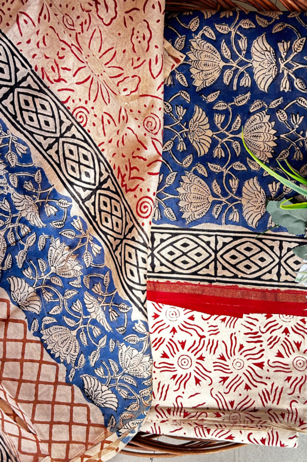 Exclusive Hand Block Print Chanderi Silk Suit Set ( CNSS25003 )