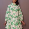 Off white and Green flared short dress