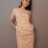 Beige orange floral sheath dress