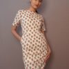 Beige floral sheath dress