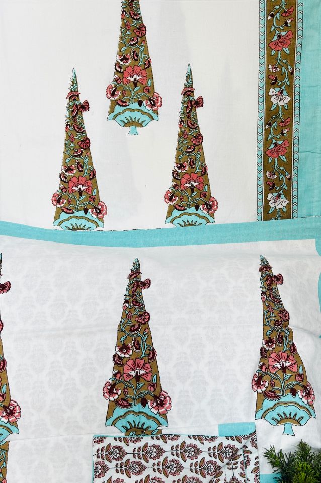Cotton Printed King Size Bedsheet with 2 Pillow Covers ( BS25002)