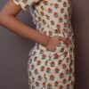 Beige floral sheath dress