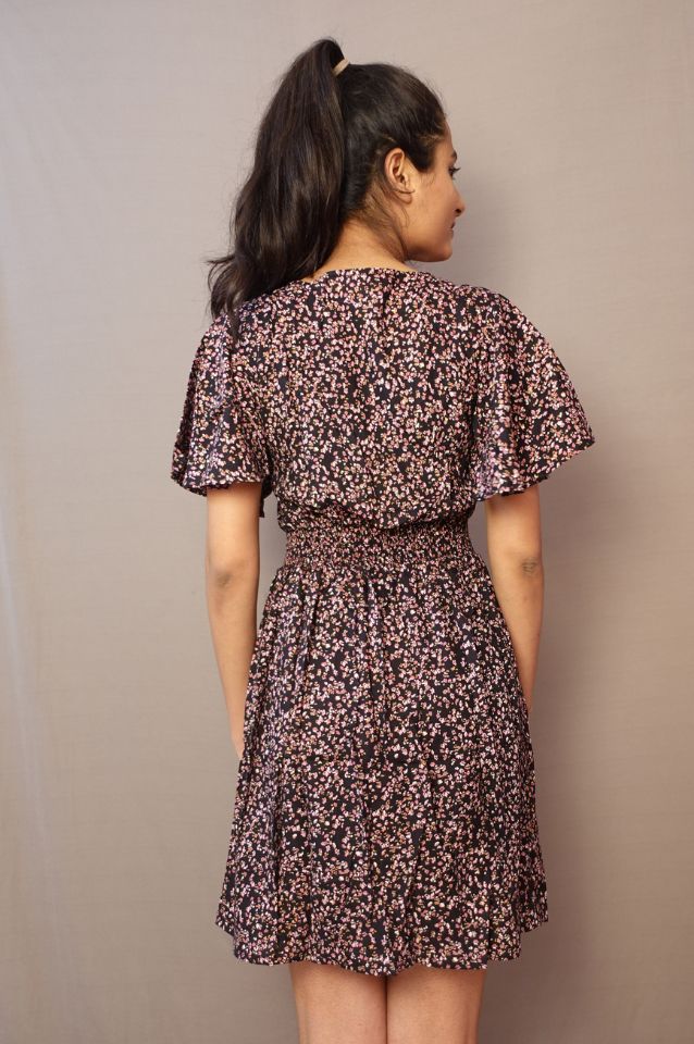 Black Floral Smoking dress