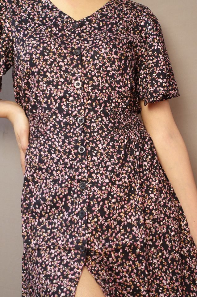 Black Floral Smoking dress