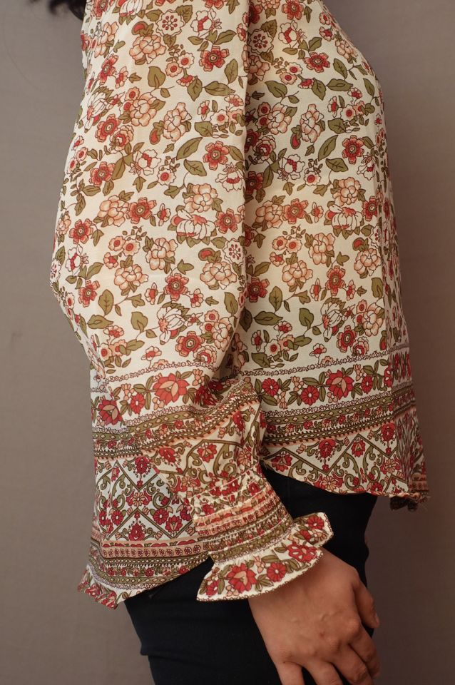 Floral Print Smocked Shirt