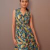 Green floral midi dress