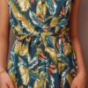 Green floral midi dress
