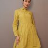 Green Plain flared dress