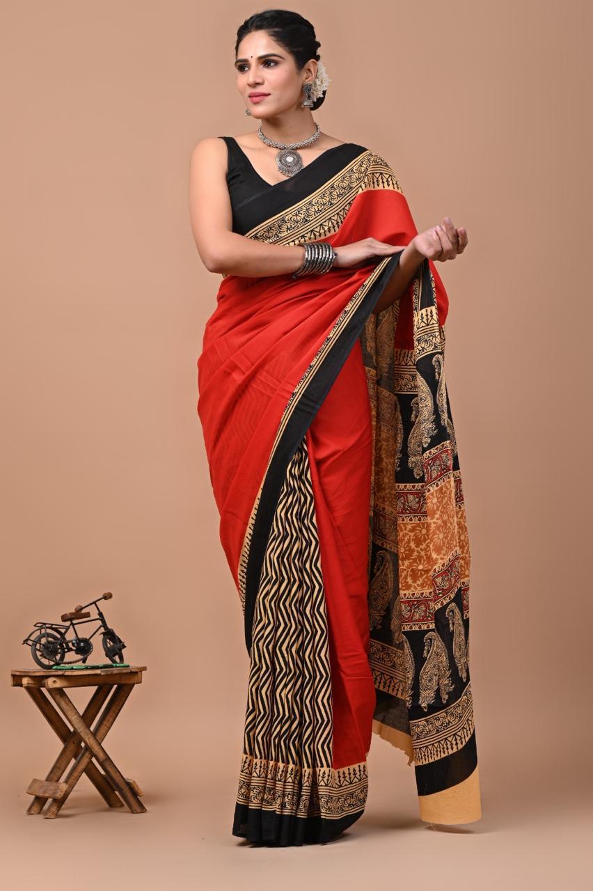Premium Cotton Saree with Blouse Piece ( CS2504 )