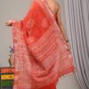 Hand Block Printed Cotton Linen Saree With Blouse ( LS2502 )