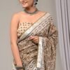 Hand Block Printed Cotton Linen Saree With Blouse ( LS2501 )