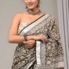Hand Block Printed Cotton Linen Saree With Blouse ( LS2503 )