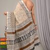 Hand Block Printed Cotton Linen Saree With Blouse ( LS2506 )