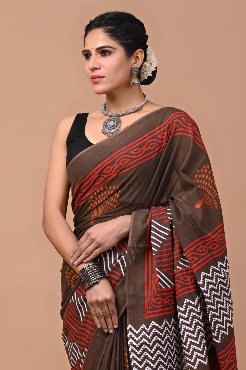 Premium Cotton Saree with Blouse Piece ( CS2505 )