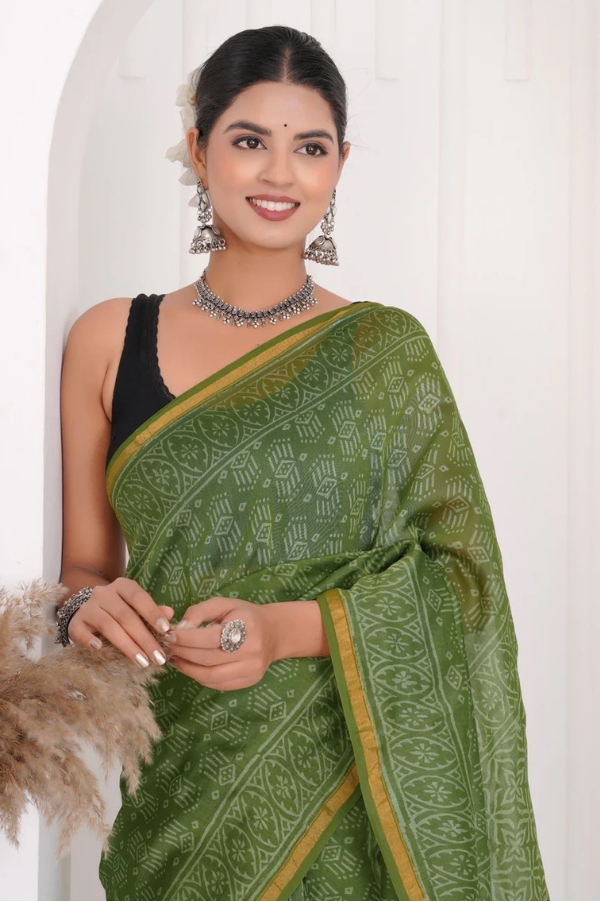 Chanderi Silk Saree with Zari Border  ( CSS2520 )
