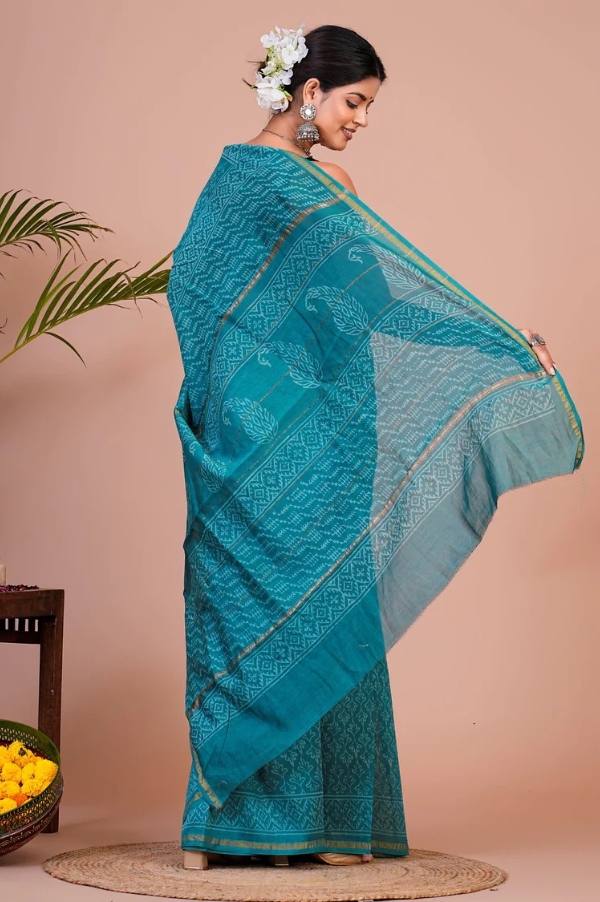 Chanderi Silk Saree with Zari Border  ( CSS2521 )