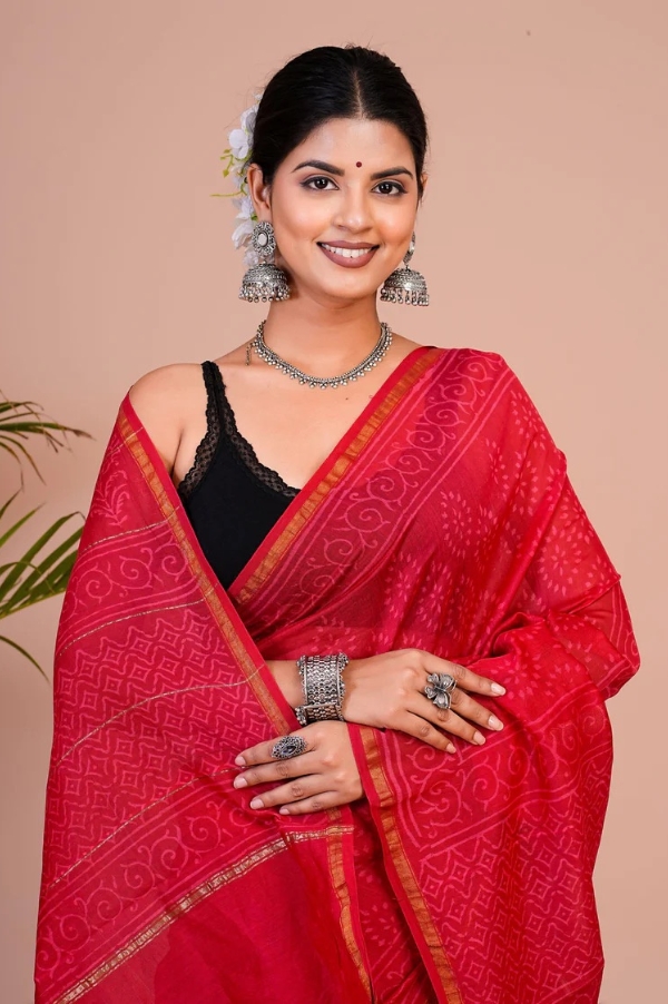 Chanderi Silk Saree with Zari Border  ( CSS2522 )
