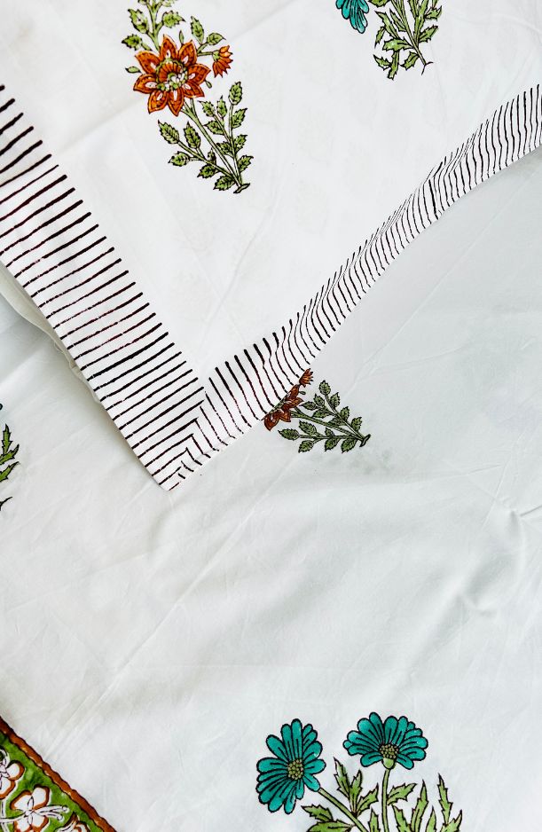 Whispers of Tradition – Handblock Cotton Bedsheet (108" x 112") (BS25010)