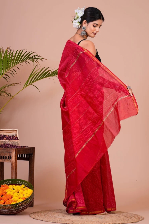 Chanderi Silk Saree with Zari Border  ( CSS2522 )
