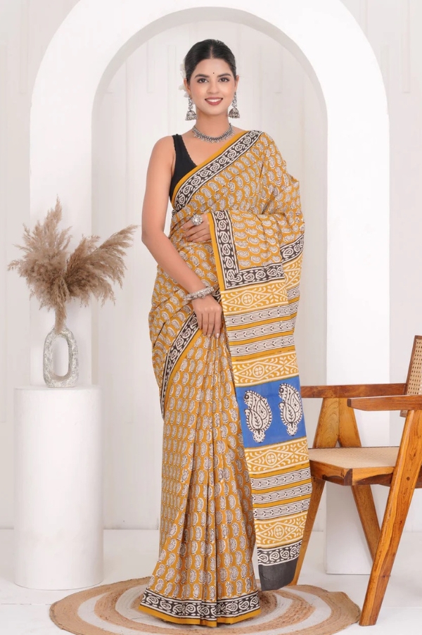 Premium Cotton Saree with Blouse Piece (CS2570)