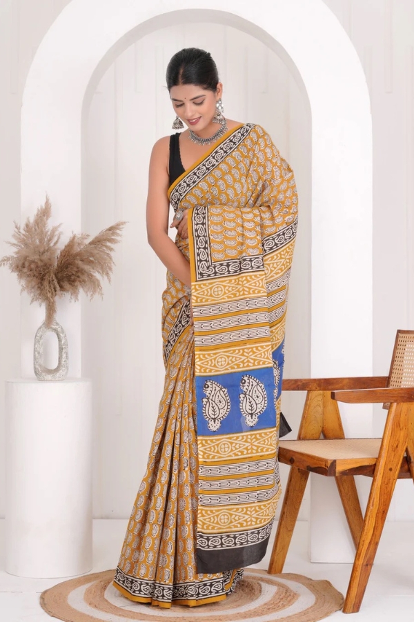 Premium Cotton Saree with Blouse Piece (CS2570)