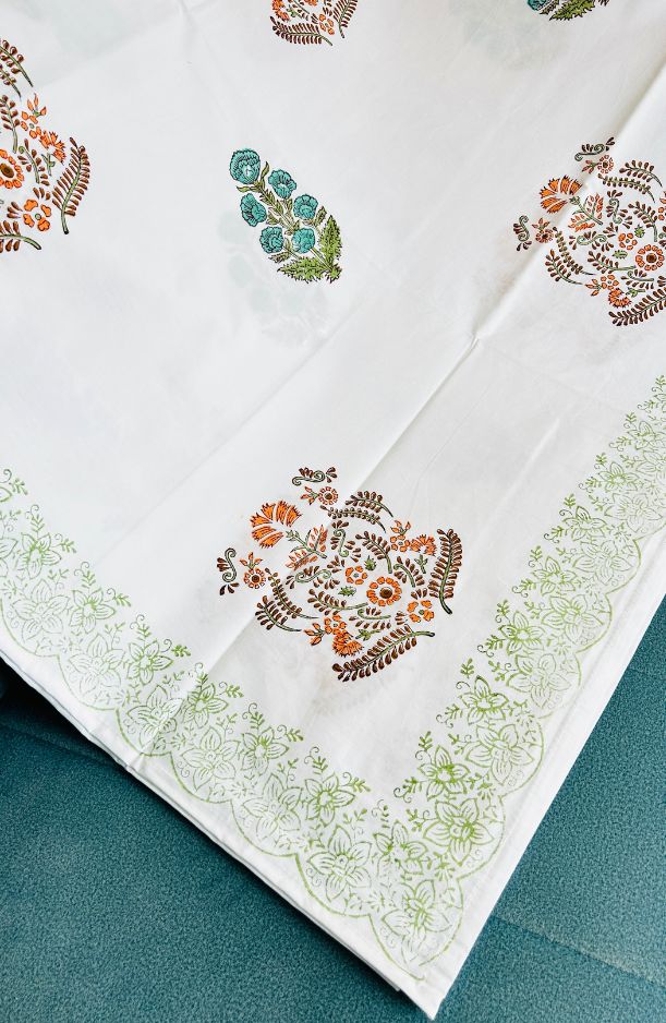 Whispers of Tradition – Handblock Cotton Bedsheet (108" x 112") (BS25012)