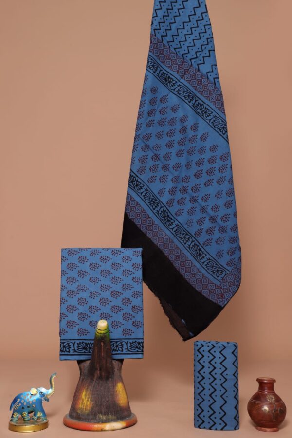Bagh block printed cotton suit with cotton dupatta