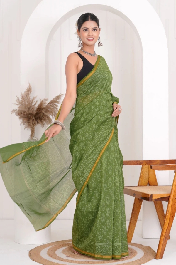 Chanderi Silk Saree with Zari Border  ( CSS2520 )
