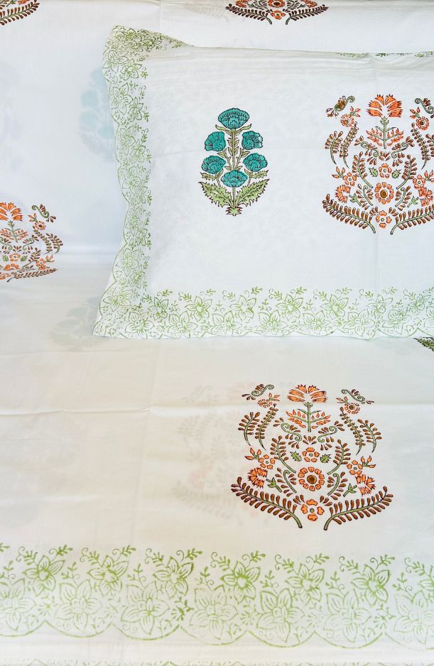 Whispers of Tradition – Handblock Cotton Bedsheet (108" x 112") (BS25012)