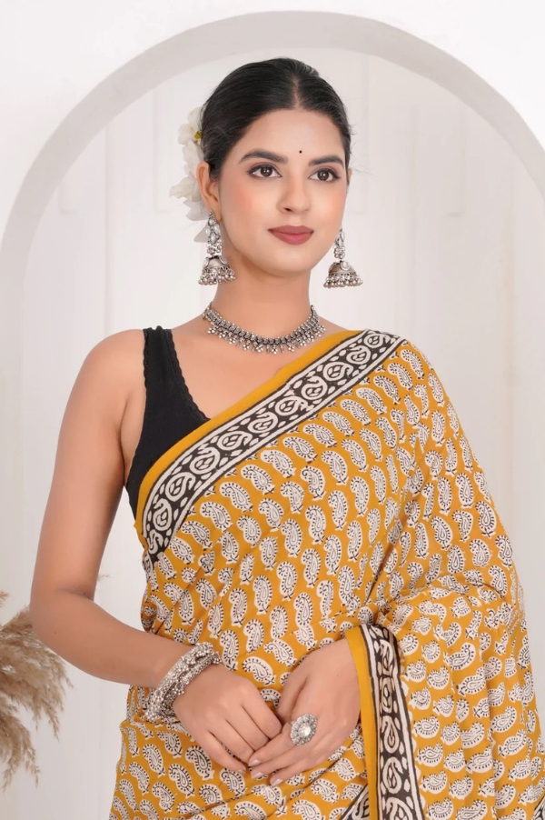 Premium Cotton Saree with Blouse Piece (CS2570)