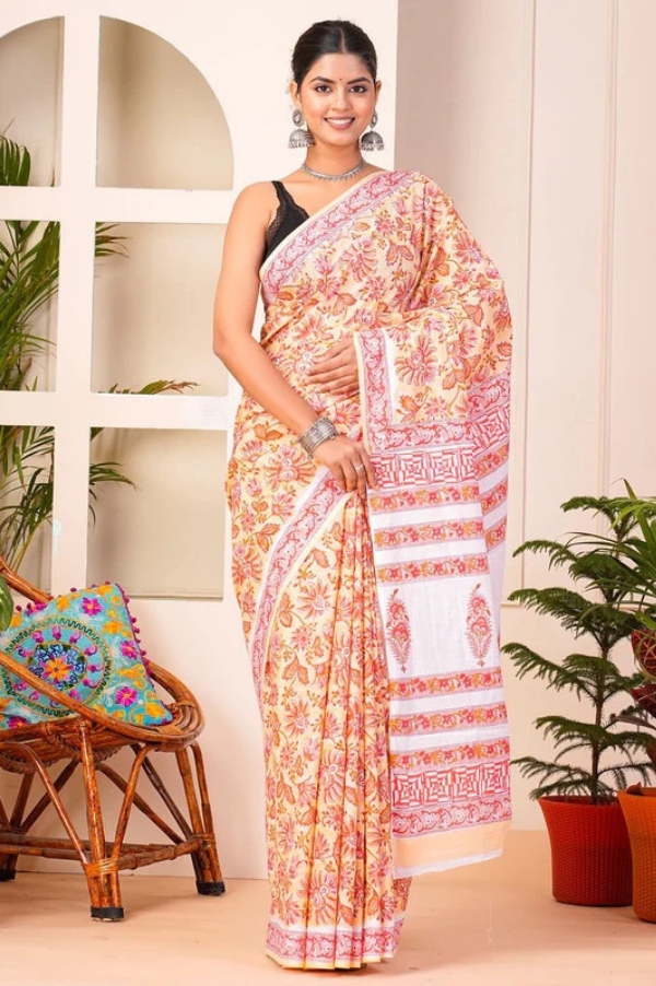Premium Cotton Saree with Blouse Piece (CS2569)