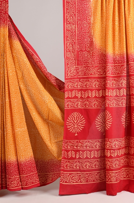 Premium Cotton Saree with Blouse Piece in Dual Shade (CS2572)