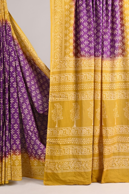 Premium Cotton Saree with Blouse Piece in Dual Shade (CS2573)