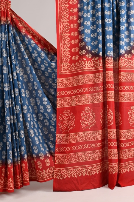 Premium Cotton Saree with Blouse Piece in Dual Shade (CS2574)