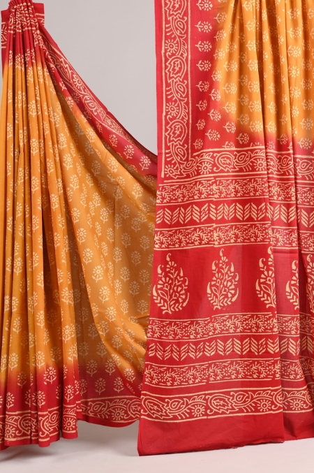 Premium Cotton Saree with Blouse Piece in Dual Shade (CS2575)