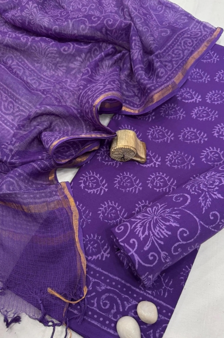 Cotton suit set with Kota doriya dupatta