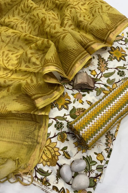 Cotton suit set with Kota doriya dupatta