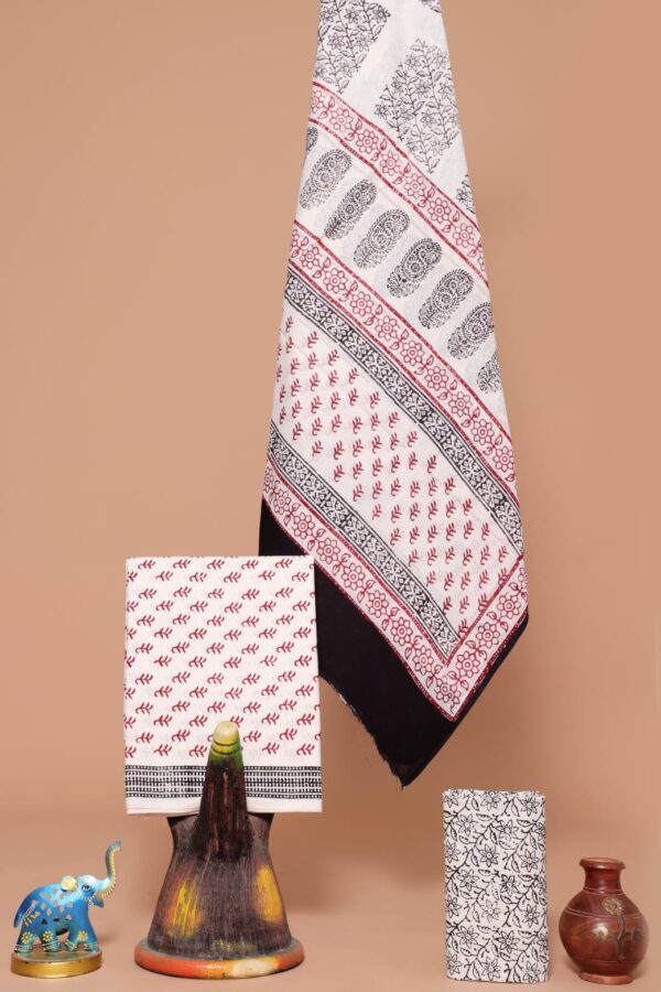 Bagh block printed cotton suit with cotton dupatta