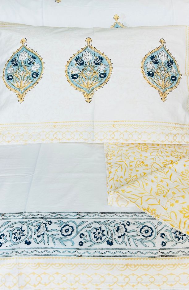 Whispers of Tradition – Handblock Cotton Bedsheet (108" x 112") (BS25008)