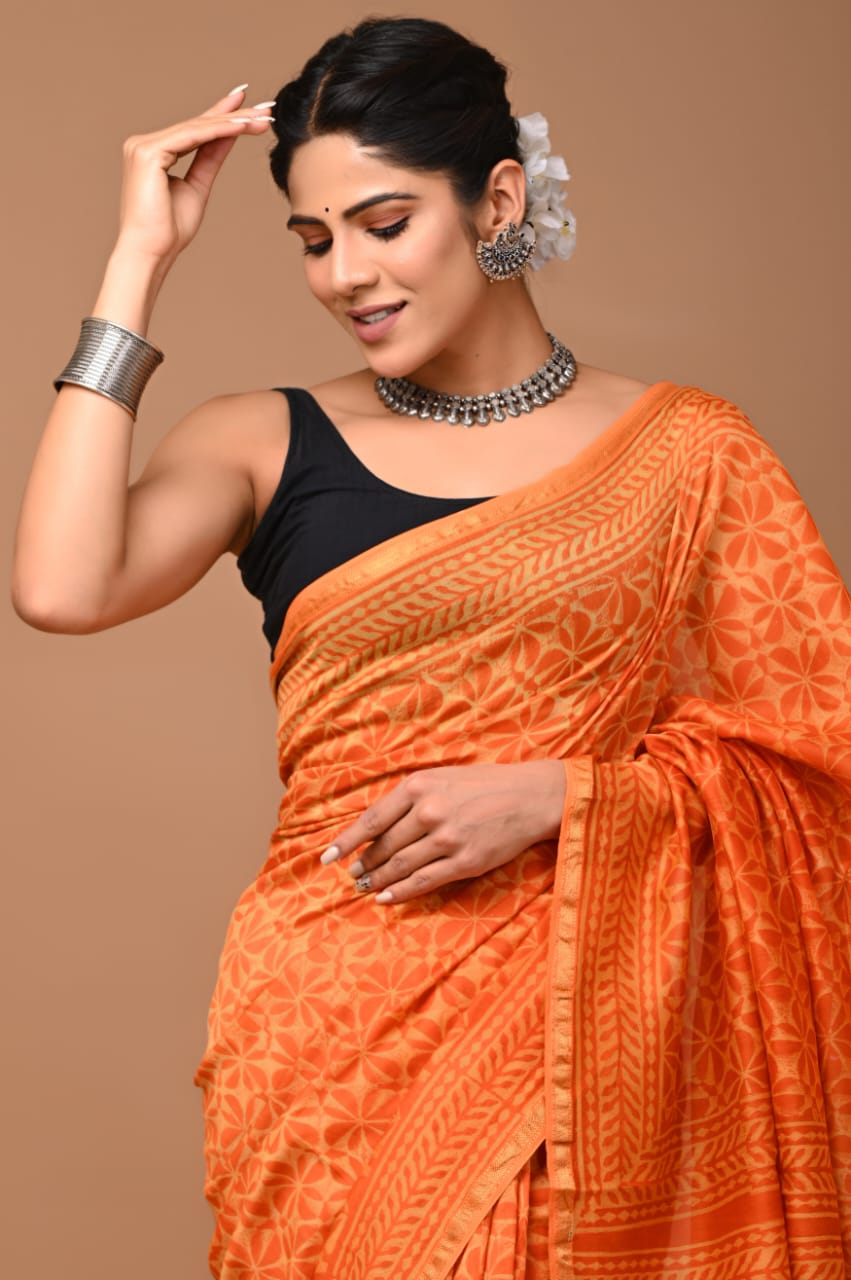 Chanderi Silk Saree with Zari Border( CSS2516 )