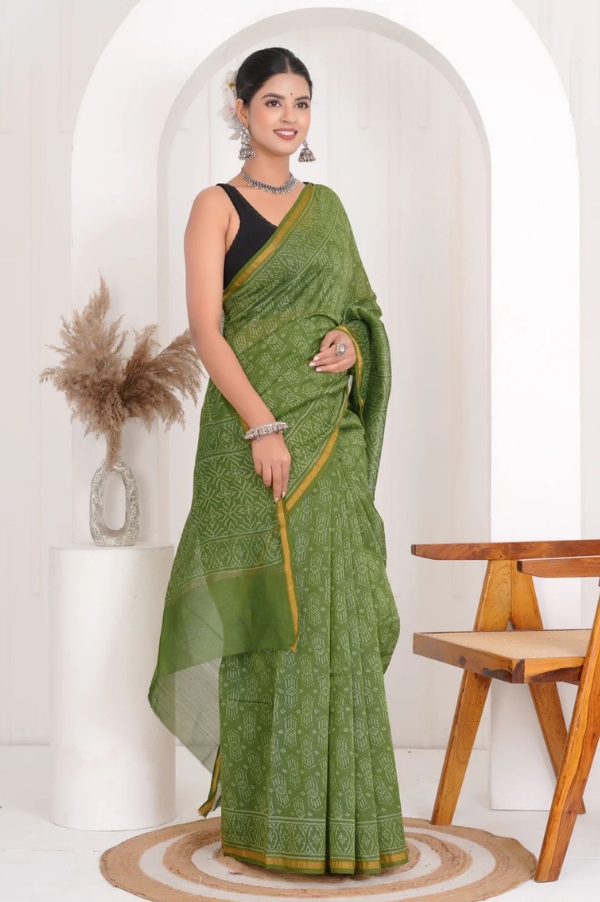 Chanderi Silk Saree with Zari Border  ( CSS2520 )