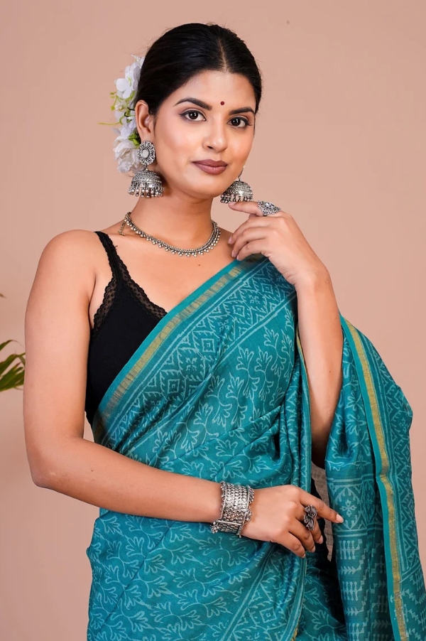 Chanderi Silk Saree with Zari Border  ( CSS2521 )
