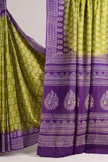 Premium Cotton Saree with Blouse Piece in Dual Shade (CS2571)