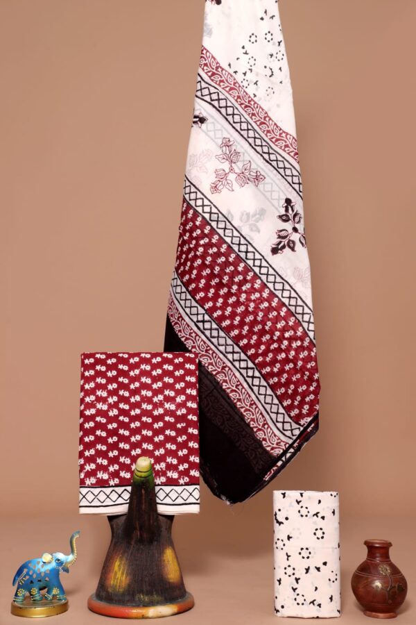 Bagh block printed cotton suit with cotton dupatta