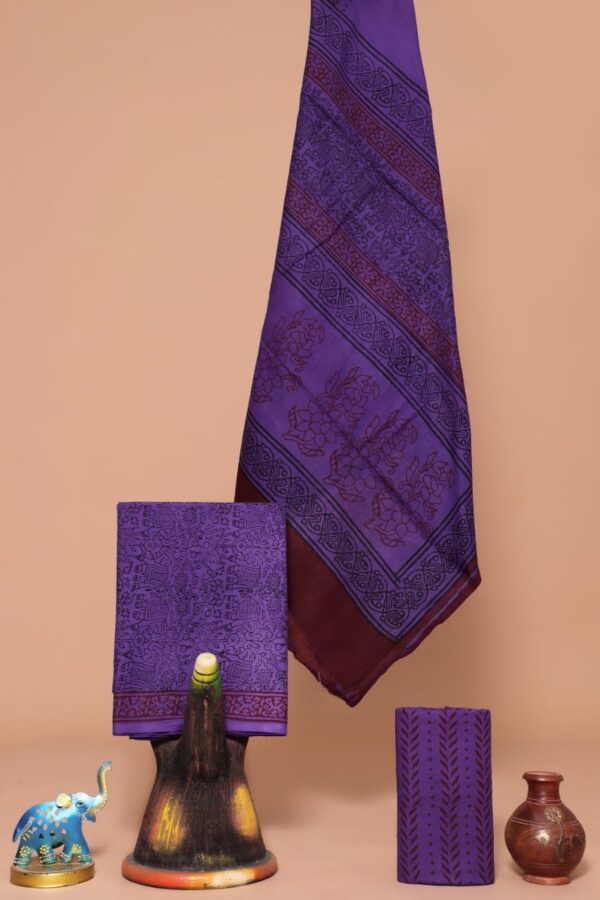 Bagh block printed cotton suit with cotton dupatta