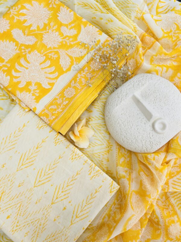 Cotton suit set with chiffon dupatta