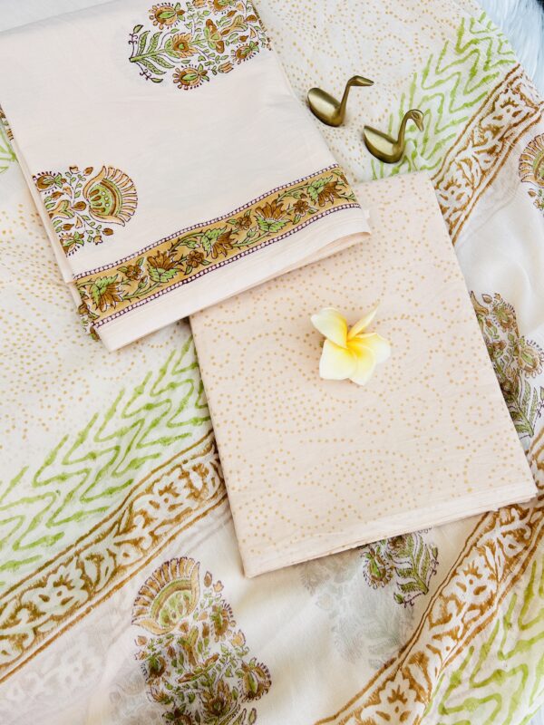 Cotton suit set with chiffon dupatta
