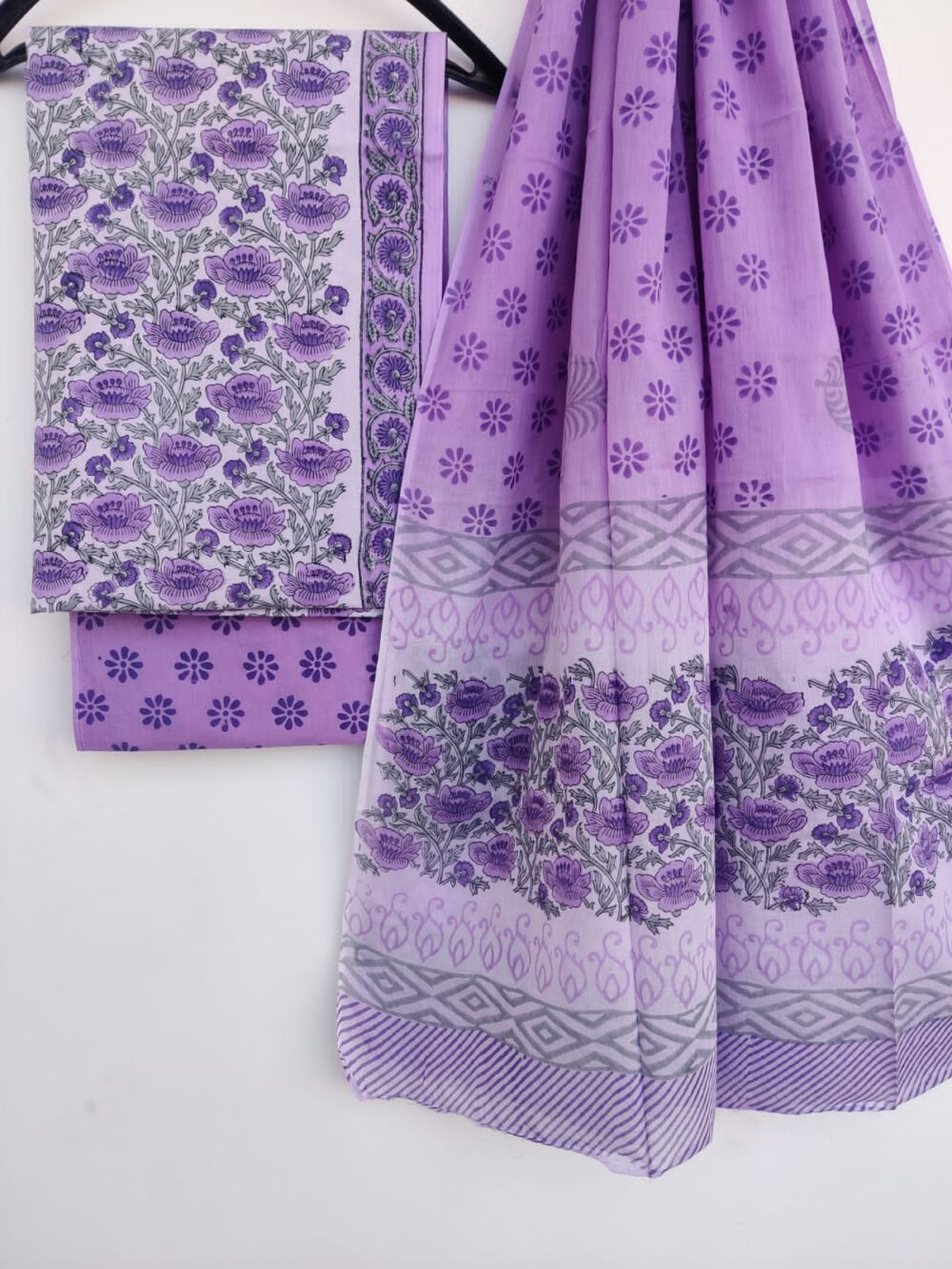 HANDBLOCK PRINT COTTON SUIT WITH COTTON DUPATTA