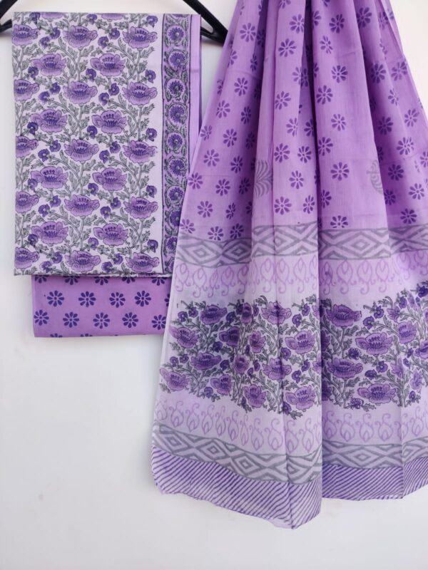 HANDBLOCK PRINT COTTON SUIT WITH COTTON DUPATTA