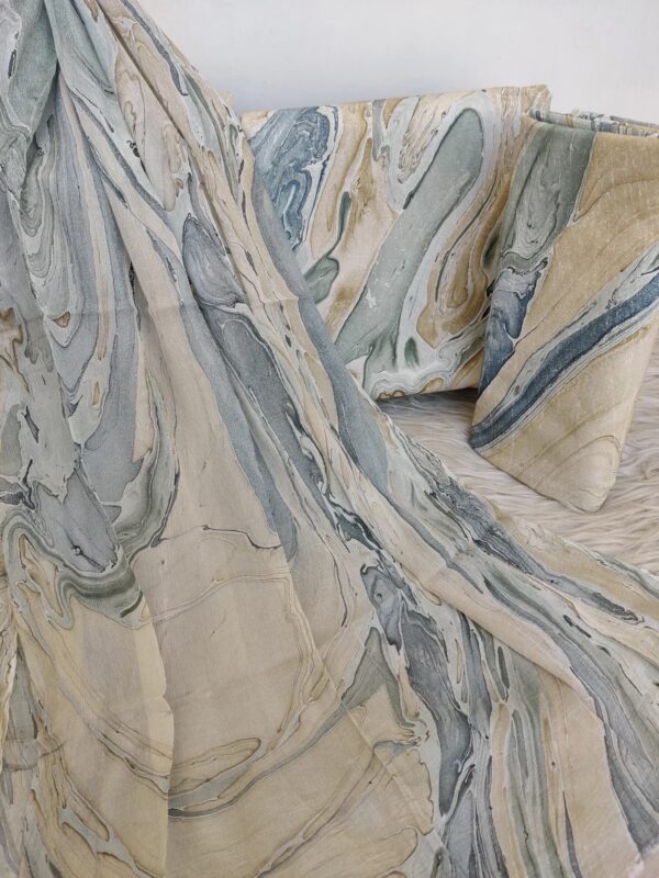 MARBLE PRINT COTTON SUIT WITH CHIFFON DUPATTA